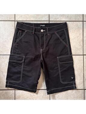 True Religion Black Utility Cargo Shorts Men's 32